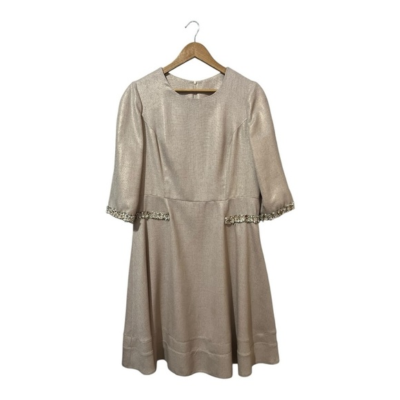 Cara Lotti Shift Dress Plus Size 48 Made In France Tweed Trim Mother Of Bride 18 - Picture 1 of 5